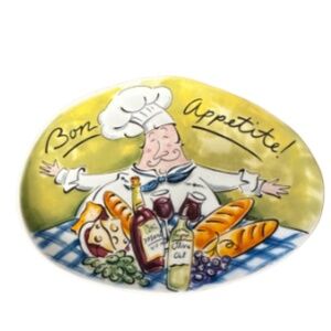 Mud Pie Tracy Flickinger “Bon Appétit!” Chef – Colorful Ceramic Dish